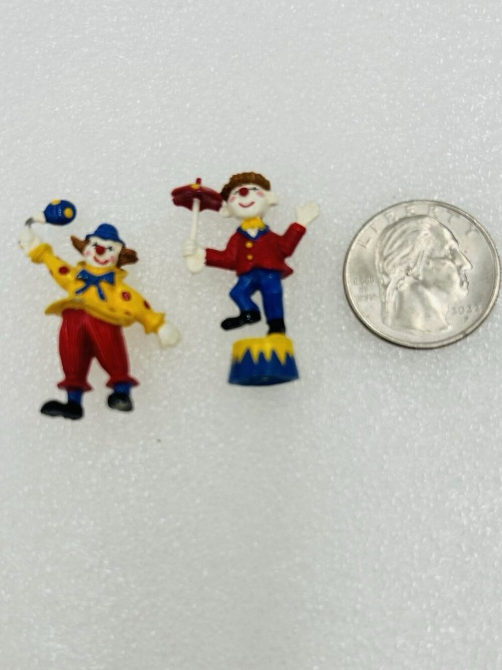 Metal Painted Pewter Tiny Miniature Clowns Warwick 1/12th Scale Set Of 2